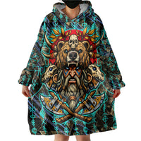 Viking Berserker Bear Warrior Wearable Blanket Hoodie Norse Mythology Rune Sigil Illustration