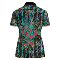 Viking Berserker Bear Warrior Women Polo Shirt Norse Mythology Rune Sigil Illustration