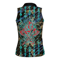 Viking Berserker Bear Warrior Women Sleeveless Polo Shirt Norse Mythology Rune Sigil Illustration