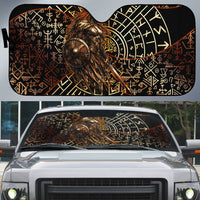 Viking Shieldmaiden and Yggdrasil Auto Sun Shade Norse Rune Circle Mythology Illustration