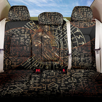 Viking Shieldmaiden and Yggdrasil Back Car Seat Cover Norse Rune Circle Mythology Illustration