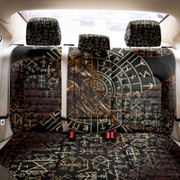 Viking Shieldmaiden and Yggdrasil Back Car Seat Cover Norse Rune Circle Mythology Illustration
