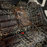 Viking Shieldmaiden and Yggdrasil Back Car Seat Cover Norse Rune Circle Mythology Illustration