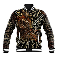Viking Shieldmaiden and Yggdrasil Baseball Jacket Norse Rune Circle Mythology Illustration