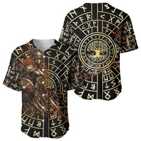 Viking Shieldmaiden and Yggdrasil Baseball Jersey Norse Rune Circle Mythology Illustration