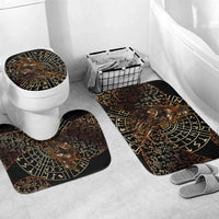 Viking Shieldmaiden and Yggdrasil Bathroom Set Norse Rune Circle Mythology Illustration