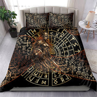Viking Shieldmaiden and Yggdrasil Bedding Set Norse Rune Circle Mythology Illustration