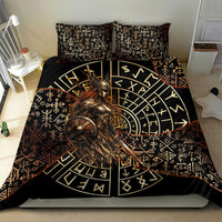 Viking Shieldmaiden and Yggdrasil Bedding Set Norse Rune Circle Mythology Illustration