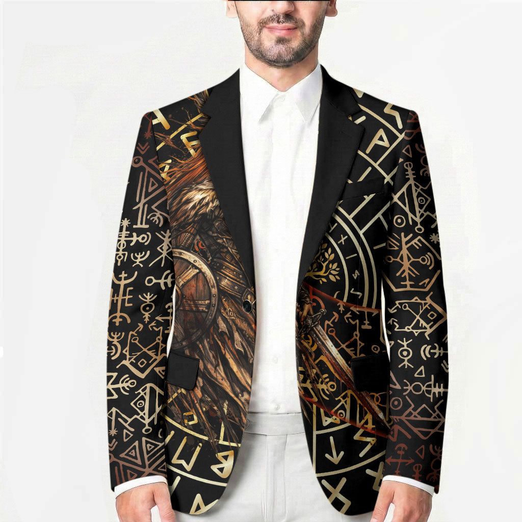 Viking Shieldmaiden and Yggdrasil Blazer Norse Rune Circle Mythology Illustration