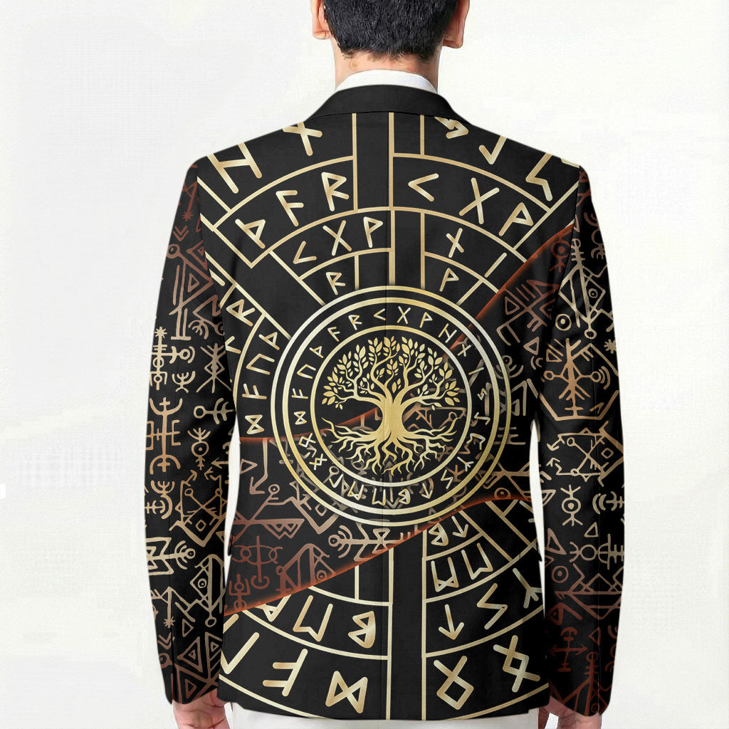 Viking Shieldmaiden and Yggdrasil Blazer Norse Rune Circle Mythology Illustration