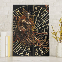 Viking Shieldmaiden and Yggdrasil Canvas Wall Art Norse Rune Circle Mythology Illustration