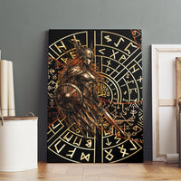 Viking Shieldmaiden and Yggdrasil Canvas Wall Art Norse Rune Circle Mythology Illustration