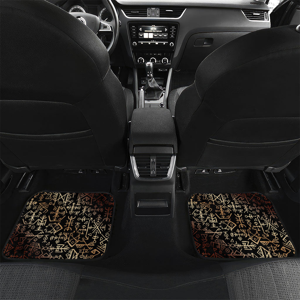 Viking Shieldmaiden and Yggdrasil Car Mats Norse Rune Circle Mythology Illustration
