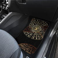 Viking Shieldmaiden and Yggdrasil Car Mats Norse Rune Circle Mythology Illustration