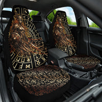 Viking Shieldmaiden and Yggdrasil Car Seat Cover Norse Rune Circle Mythology Illustration