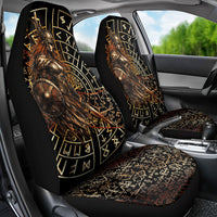 Viking Shieldmaiden and Yggdrasil Car Seat Cover Norse Rune Circle Mythology Illustration