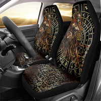 Viking Shieldmaiden and Yggdrasil Car Seat Cover Norse Rune Circle Mythology Illustration