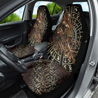 Viking Shieldmaiden and Yggdrasil Car Seat Cover Norse Rune Circle Mythology Illustration