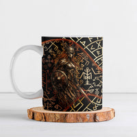 Viking Shieldmaiden and Yggdrasil Ceramic Mug Norse Rune Circle Mythology Illustration