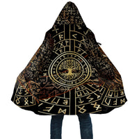 Viking Shieldmaiden and Yggdrasil Cloak Norse Rune Circle Mythology Illustration
