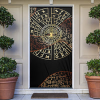 Viking Shieldmaiden and Yggdrasil Door Cover Norse Rune Circle Mythology Illustration