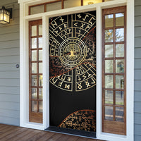 Viking Shieldmaiden and Yggdrasil Door Cover Norse Rune Circle Mythology Illustration