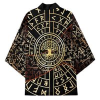 Viking Shieldmaiden and Yggdrasil Kimono Norse Rune Circle Mythology Illustration