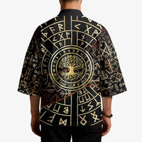Viking Shieldmaiden and Yggdrasil Kimono Norse Rune Circle Mythology Illustration