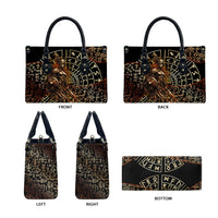Viking Shieldmaiden and Yggdrasil Leather Bag Norse Rune Circle Mythology Illustration