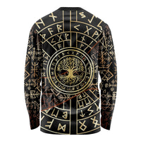 Viking Shieldmaiden and Yggdrasil Long Sleeve Shirt Norse Rune Circle Mythology Illustration