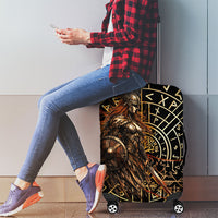 Viking Shieldmaiden and Yggdrasil Luggage Cover Norse Rune Circle Mythology Illustration