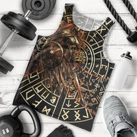 Viking Shieldmaiden and Yggdrasil Men Tank Top Norse Rune Circle Mythology Illustration