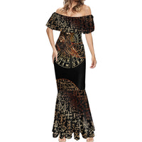 Viking Shieldmaiden and Yggdrasil Mermaid Dress Norse Rune Circle Mythology Illustration
