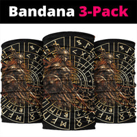 Viking Shieldmaiden and Yggdrasil Neck Gaiter Norse Rune Circle Mythology Illustration