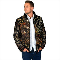 Viking Shieldmaiden and Yggdrasil Padded Jacket Norse Rune Circle Mythology Illustration