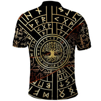 Viking Shieldmaiden and Yggdrasil Polo Shirt Norse Rune Circle Mythology Illustration