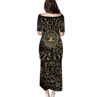 Viking Shieldmaiden and Yggdrasil Puletasi Norse Rune Circle Mythology Illustration