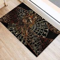 Viking Shieldmaiden and Yggdrasil Rubber Doormat Norse Rune Circle Mythology Illustration