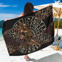 Viking Shieldmaiden and Yggdrasil Sarong Norse Rune Circle Mythology Illustration