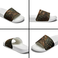 Viking Shieldmaiden and Yggdrasil Slide Sandals Norse Rune Circle Mythology Illustration