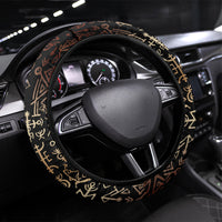 Viking Shieldmaiden and Yggdrasil Steering Wheel Cover Norse Rune Circle Mythology Illustration