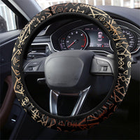 Viking Shieldmaiden and Yggdrasil Steering Wheel Cover Norse Rune Circle Mythology Illustration