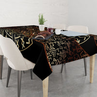 Viking Shieldmaiden and Yggdrasil Tablecloth Norse Rune Circle Mythology Illustration