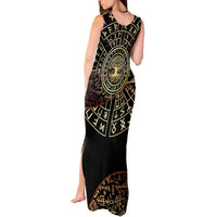Viking Shieldmaiden and Yggdrasil Tank Maxi Dress Norse Rune Circle Mythology Illustration