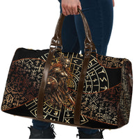 Viking Shieldmaiden and Yggdrasil Travel Bag Norse Rune Circle Mythology Illustration