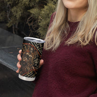 Viking Shieldmaiden and Yggdrasil Tumbler Cup Norse Rune Circle Mythology Illustration