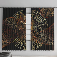 Viking Shieldmaiden and Yggdrasil Window Curtain Norse Rune Circle Mythology Illustration