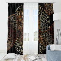 Viking Shieldmaiden and Yggdrasil Window Curtain Norse Rune Circle Mythology Illustration