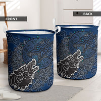 Viking Wolf and Valknut Laundry Basket Nordic Knotwork Rune Illustration