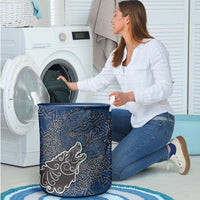 Viking Wolf and Valknut Laundry Basket Nordic Knotwork Rune Illustration